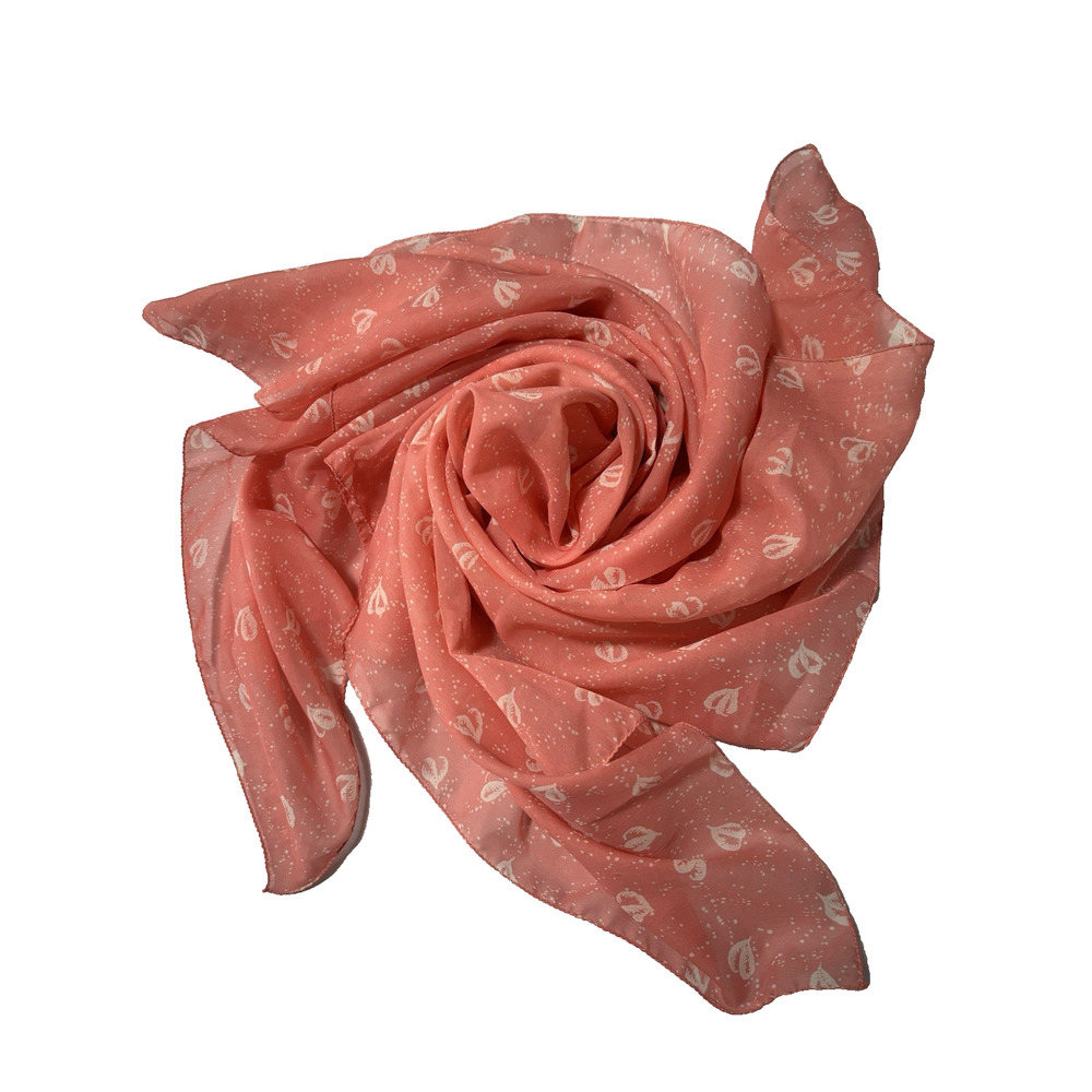 Vintage Pink Heart Square Sheer Scarf Retro BOHO Fairy Dainty Feminine‎ Pastel